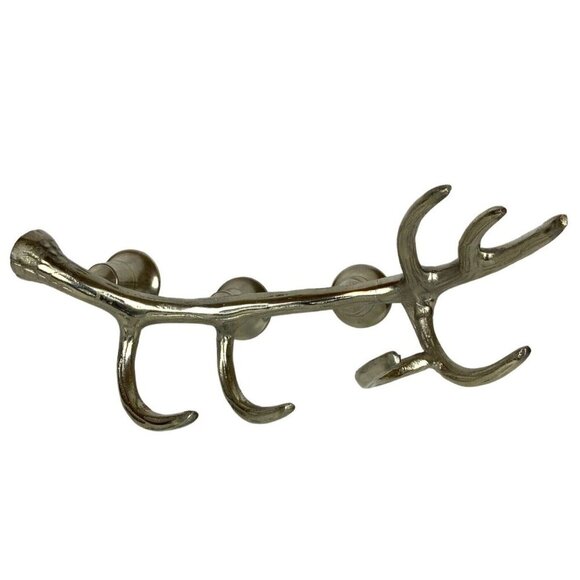 Antler Candleholder Silver Chrome Metal 3-Taper Farmhouse Glam Centerpiece - Picture 5 of 5